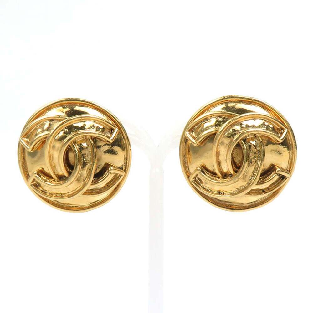 CHANEL Gold Logo Earrings